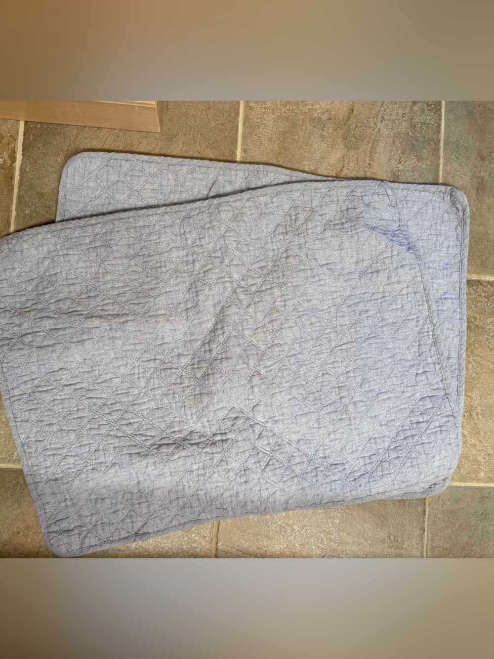 Tahari Light Blue Chambray Quilted Standard Pillow Sham
